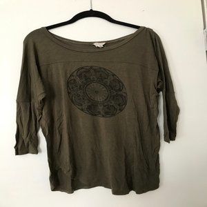 XS Green Boho LA Hearts Mandala Tee